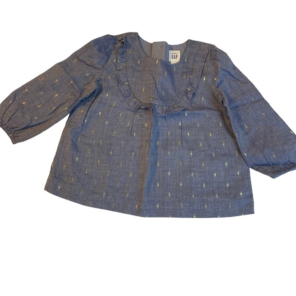 Baby Gap Long Sleeve Blouse with Gold Design NWOT Size: 2 years